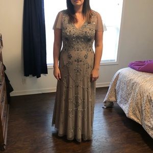 Adrianna Papell size 12 beaded dress gray